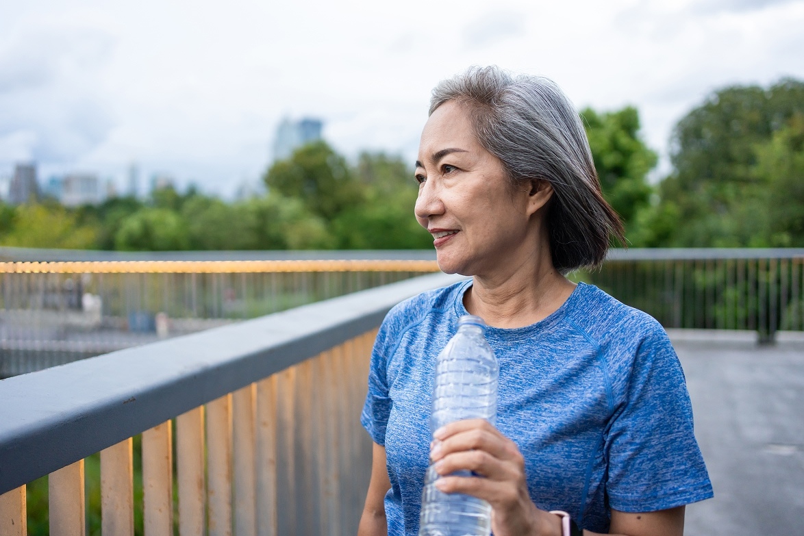 Woman with a bottle of water